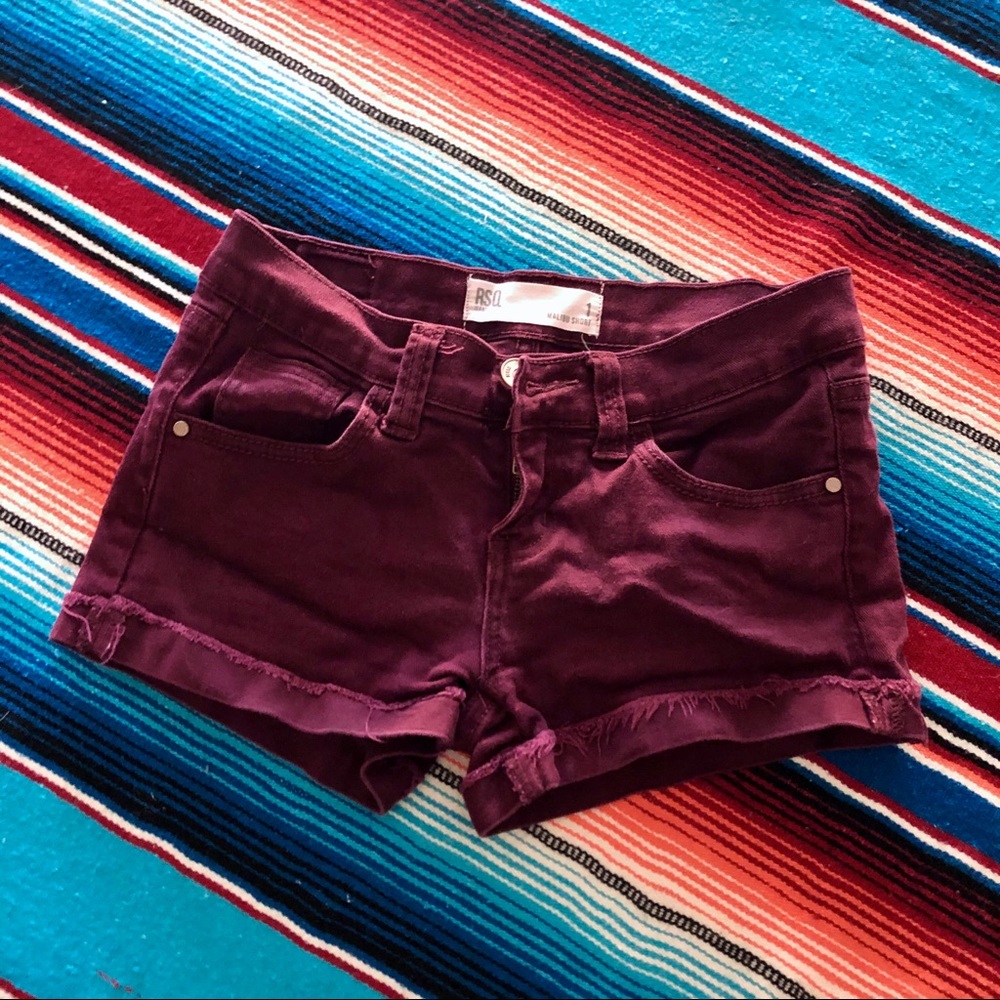 Burgundy Jean Shorts